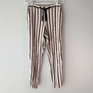 Topshop Black and White Striped Pants with Elastic Cuffs and Drawstring size 8